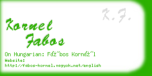 kornel fabos business card